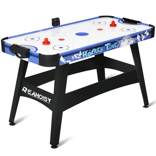 58" Air Hockey Table, Arcade Powered Air Hockey Game Table with Powerful Motor, Digital LED Scoreboard, Hockey Table Gaming Set Includes 2 Pucks & 2 Pushers for Home Game Room - color: Blue