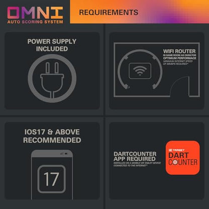 Target Darts Omni Auto Scoring Camera System Surround LED Light | Automatic Scorer, Magnetic Dartboard Ring Lighting, Records Dart Scores, Fits All Dartboards | Ultimate Home Bundle - style: Omni US