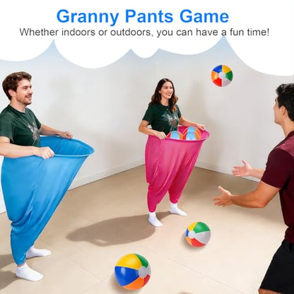 17 PCS Granny Pants Yard Game Easter Games Set, 2 Oversized Granny Funny Pants with 10 Balls, 2 Air Pumps, Outdoor Tossing Games for Kids Backyard Lawn Easter Carnival Party Reunion Gathering 4+ Ages - size: Large