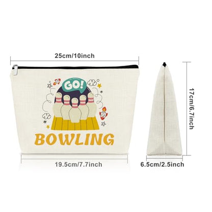 Sazuwu Bowling Gifts Makeup Bag for Bowling Lover Bowlings Player Present Ball Accessories Present Cosmetic Bag Sports Lover Gifts Graduation Christmas Birthday Present Travel Toiletry Pouch - color: BOWLING Style2