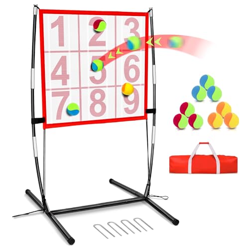 BaseGoal Dart Board, Velcro Target Toss Set with Sticky Balls and Support Frame, Indoor/Sport Outdoor Party Recreation Game, Easy Set Up with Carry Bag