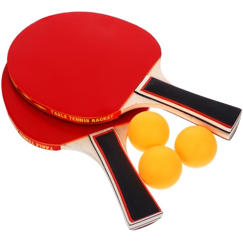 Table Tennis Paddle Set with Non-Skid Wood Racket and Lightweight Portable Balls for Outdoor Training and Interactive Play