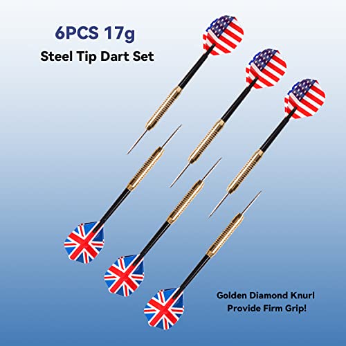 GSE Games & Sports Expert 18" Regulation Size Steel Tip Dartboard Game Set. Excellent Bristle/Sisal, Paper Baseball, Bullseye, Dart Board Game Set (Several Styles Available) - style: Pro Bristle Dartboard with 6 Darts