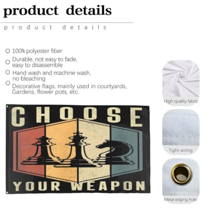 Choose Your Weapon Retros Chess Master Pieces Game Club Humor Flag For 3x5 - color: white1