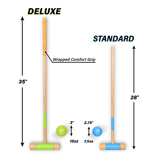 GoSports Six Player Croquet Set - Choose Deluxe (35") or Standard (28") - Modern Wood Design - style: Deluxe