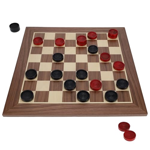 WE Games Old School Wooden Checkers Set Red and Black Pieces – 12 Inch Classic Board Game for Strategy Play, Gatherings, and Game Nights