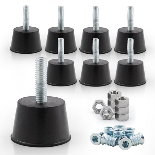 NEWBYTEK Adjustable 1/4" Rubber Threaded Furniture Levelers - 8 Pack | Screw-in Table Chair Feet Glides for Chairs, Tables, Cabinets, Patio Furniture - size: 1/4-20 Thread, 8 Pack