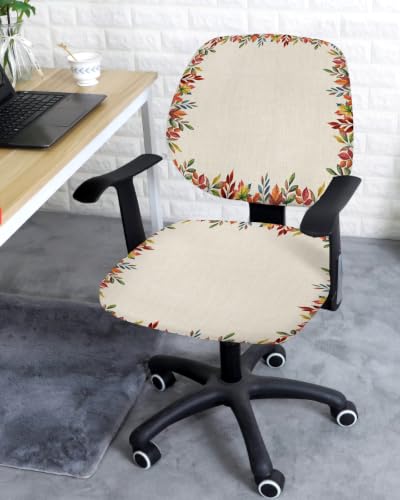 Savannan Office Chair Cover, Autumn Thanksgiving Orange Leaves Protective Stretch Elastic Universal Cover for Desk Task Chair,Computer Rotating Chair 1 Pcs Red Berry Vintage Linen