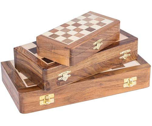 12" Large Wooden Chess Set - Handcrafted Chess Board Game with Magnetic Pieces & Storage - Deluxe Folding Board for Kids & Adults - Premium Acacia Wood Set for Home Decor, Coffee Table & Gift
