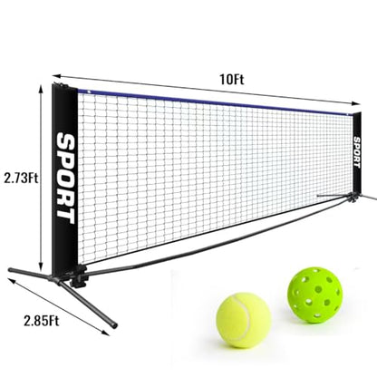10FT mini Pickleball Set, Soccer Tennis net,mini Tennis net,Driveway net Tennis, Pickle Ball net Portable Outdoor,Easy Setup, with Carry Bag for Backyard Park Beach Nylon