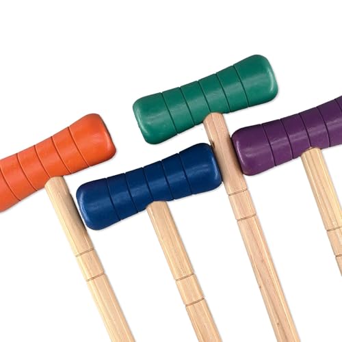 4 Player Croquet Set with Colored Balls, Wood & EVA Lawn Game for Family, Teens, Park & Backyard