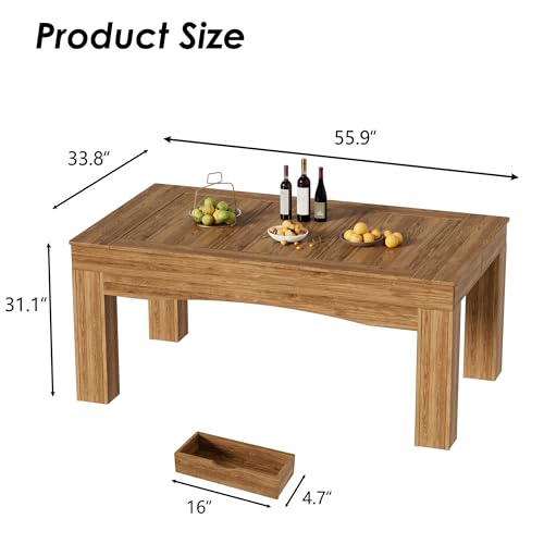 PAKASEPT Board Game Table with Removable Table Top, Gaming Table with LED Lights, Seats 4 to 6 Players with Detachable Hobby Tray for Card Games, DND, Poker, Building Blocks
