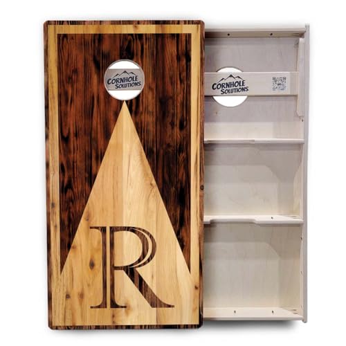 Cornhole Solutions Tournament Cornhole Boards - Regulation 2'x4' Set 3/4" Baltic Birch (Wood Letter Design) - color: Letter R