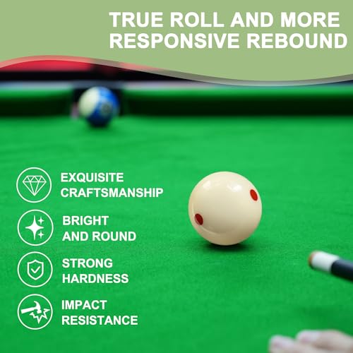 HMQQ 2 1/4" Pool Cue Ball and Professional AAAA Grade Billiards Balls, White Cue Ball, Set of 1,6oz - style: Pool Cue Ball with Six Red Dots