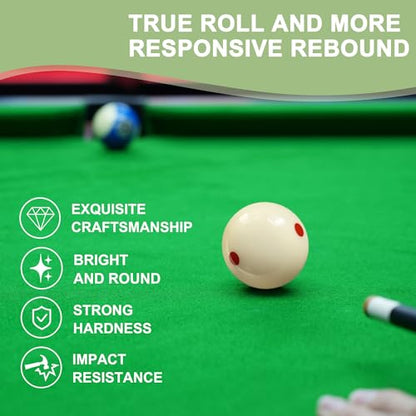 HMQQ 2 1/4" Pool Cue Ball and Professional AAAA Grade Billiards Balls, White Cue Ball, Set of 1,6oz - style: Pool Cue Ball with Six Red Dots