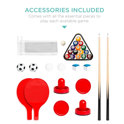Best Choice Products Multi-Game Table Series – Interactive Game Tables for Kids with Foosball, Air Hockey, Billiards, Ping Pong & More | Childrens - color: 4-in-1 Gray