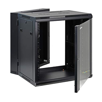 AEONS 12U Signature Double Section Wall Mount 19-inch Networking IT Cabinet Enclosure Hinged Swing Out 22-inch Depth Glass Door (Fully Assembled) - style: 12U-22" D