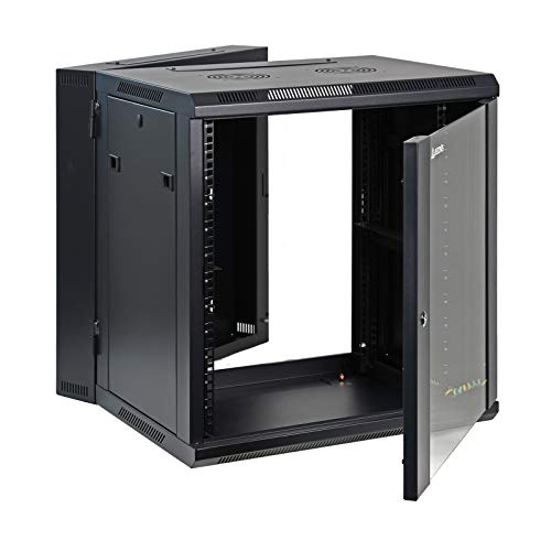 AEONS 12U Signature Double Section Wall Mount 19-inch Networking IT Cabinet Enclosure Hinged Swing Out 22-inch Depth Glass Door (Fully Assembled) - style: 12U-22" D
