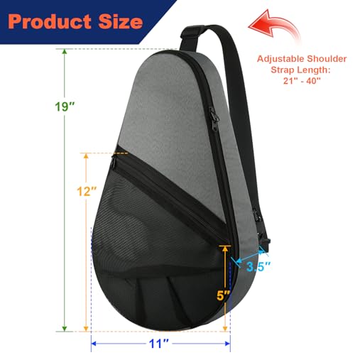 Cosmos Padel Racket Bag Pickleball Paddle Sling Backpack Padel Racquet Storage Bag, Padel (Paddel Tennis) Equipment Carrying Bag with Mesh Pocket for 2 Paddles Ball Water Bottle & Accessory - color: Gray