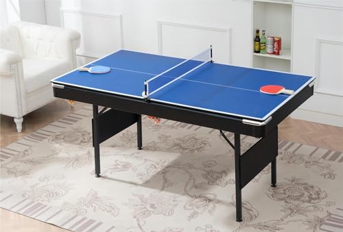 3 in 1 Multi Game Table,Convertible Pool Table, Table Tennis & Board Game Center, with Easy Assembly, Durable Kid-Safe Design, for Family Game Night & Indoor Entertainment