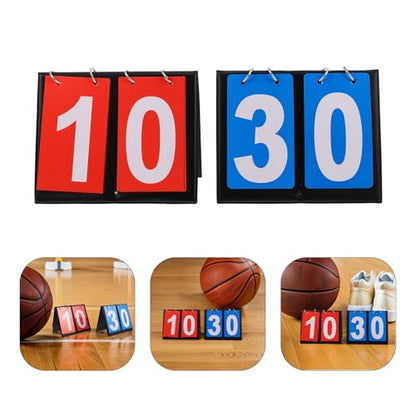 TOYANDONA Basketball Score Flipper 2-Digit Double-Sided Flip Scoreboard Set, Portable Tabletop Scorekeeper for Basketball Games and Sports Training, Red and Blue Design