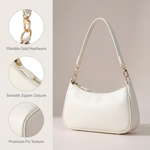 VODIU Clutch Tote Handbags with 2 Removable Straps and Zipper Closure Crossbody Bags Shoulder Purse Handbag for Women - color: White