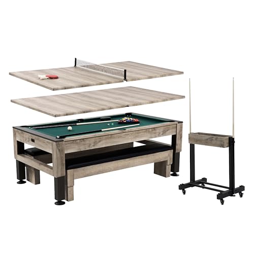 Barrington Billiards Prescott 7' Pool Table, 3-in-1 Dining Top & Table Tennis with Game Accessories & Rolling Storage Caddy - style: Barrington Westmont 7' 3 in 1 Billiard
