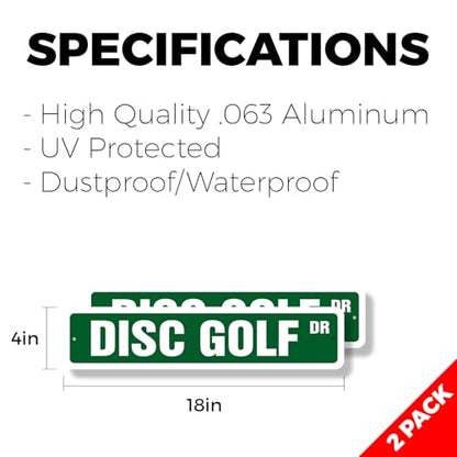 DISC GOLF Classic Street Sign (2 Pack) targets baskets bags team coach Road Sign | 4" X 18" Aluminum Metal Address Sign - color: Aluminum Metal Sign, size: 4 inch X 18 inch
