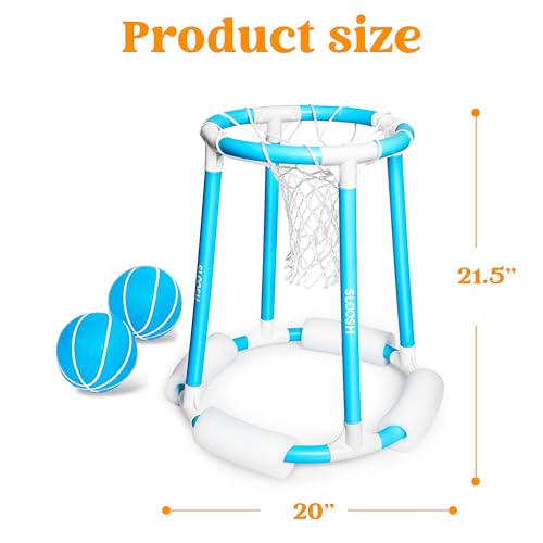 Sloosh Pool Basketball Hoop Set, Floating Basketball Pool Game, Swimming Floats Toys with Balls Pump, Summer Outdoor Water Play Toy for Kids and Adults (Blue) - color: Blue