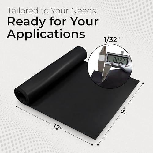Exactly Rubber - Neoprene Sheet, 60A Durometer Rubber Mat, Gasket Material with -30 to 195°F Temperature Resistance, Oil and Gasoline-Resistant Rubber Sheet, Made in The USA, 1/32 x 9” x 12” - size: 1/32 x 9 x 12
