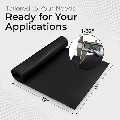 Exactly Rubber - Neoprene Sheet, 60A Durometer Rubber Mat, Gasket Material with -30 to 195°F Temperature Resistance, Oil and Gasoline-Resistant Rubber Sheet, Made in The USA, 1/32 x 9” x 12” - size: 1/32 x 9 x 12