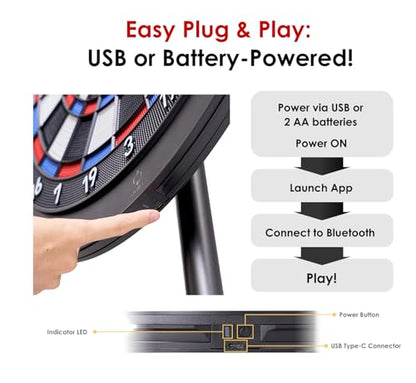 DARTSLIVE Home Electronic Dartboard, Bluetooth Compatible with Online Play, for Soft Tip Darts, 15.5 Inch Diameter Regulation Size Dartboard for Indoor Play, Black