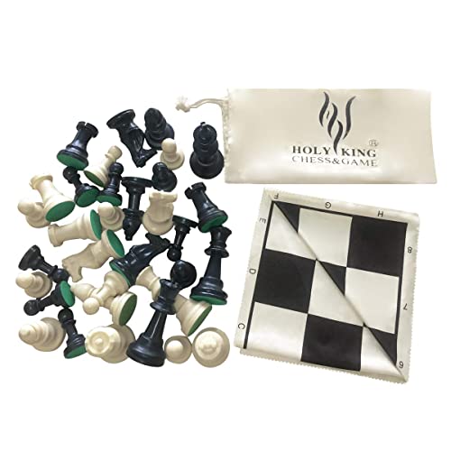 HOLYKING Portable Compact Travel Chess Set 15.7'' No-Wrinkle Fabric Chessboard, Rollup and Easy Carry, Lightweight Chess Game for Kids Adults Beginners - size: 15.7 Inches