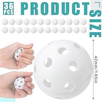 Lunmon 36 Pcs Practice Baseball 42mm Small Training Balls Plastic Hollow Softballs Golf Balls with a Drawstring Bag for Backyard Hitting Batting Training Indoor Outdoor Use - color: White