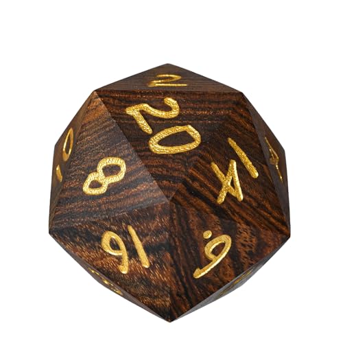 50mm Wooden D20 Dice Polyhedral 20 Sided Dice for D&D Role Playing Games and Other Tabletop Game - color: D20 Garapa