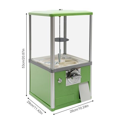 Gumball Machine for Kids, 25-Cent Vending Machines, PS Bouncy Balls Dispenser, 1.77-1.97in Huge Load Capacity Coin Operated Gumball Bank, Hold 200 Capsule Toys for Retail/Game Store (Green) - color: Green