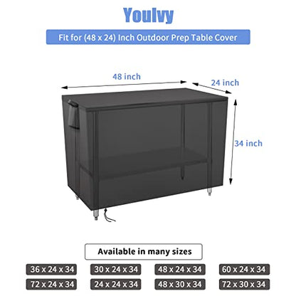 Outdoor Prep Table Cover 48 Inch,Waterproof Fadeproof UV Resistant Patio Stainless Steel Metal BBQ Table Cover All Season Protection for Outdoor Table - 48 x 24 x 35 Inch - size: 48" x 24" x 35"