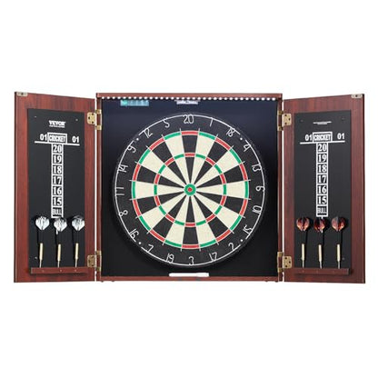 VEVOR Dart Board Cabinet Set, Multiple Styles Ready-to-Play Bundle Official Size, Steel Tip Dart Hideaway Cabinet, Features Easy Assembly, Complete with All Accessories, Perfect for Cricket Games - size: 43.3" x 21.3" x 4.3", style: Hideaway Style w/Light