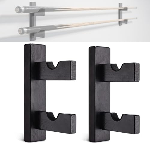 Pool Stick Holder Wall Mount Pool Stick Rack Billiard Cue Racks | Solid wood, horizontal display and storage of 2 billiard clubs on the wall (1 pair) - color: 1 pair