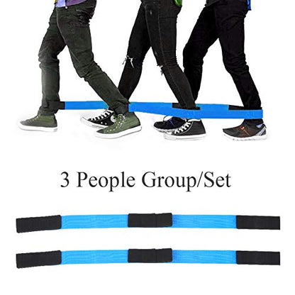 Cooperative Legged Race Band, Team Building Game for Outdoor Birthday Party, Adjustable Elastic Ankle Strap with Zippered Carry Bag for Children and Adults - style: A set of 3 people