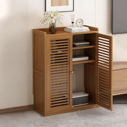 HARELA WiFi Router Hidden Box Storage Cabinet, Floor Standing Router Storage Box Hider Modem, Invisible Storage Multi-Layer Shelves for Home and Office(Brown,32.3x23.2x9.8in) - color: Brown, size: 32.3x23.2x9.8in