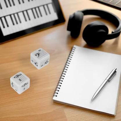 oyeftp Fun Five-Line Staff Music Note Dice for Theory Learning, Large 20mm Educational Dice Set, Includes Treble Clef & Bass Clef Dice for Classroom Music Games - style: Music Note Dice