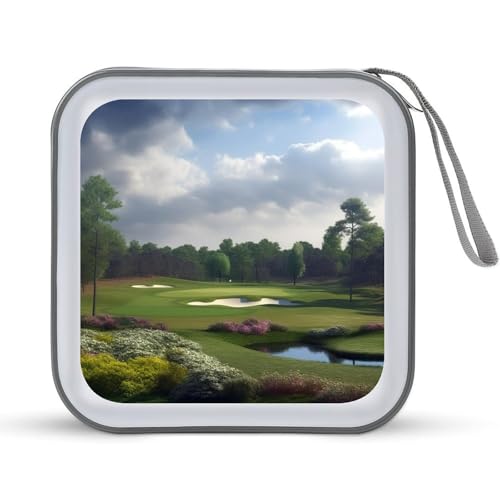 Golf Course Portable CD Case Holder,DVD Wallet Holder 40 Capacity CD Cases Storage DVD Book Binder for Car Home Travel - color: Golf Course