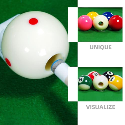 KOMBIUDA Billiard Practice Cue Ball with Dots 16mm Inner Hole for Small Tip Shaft, Professional Pool Training Ball for Accurate Stroke and Aiming in Snooker and Pool Games
