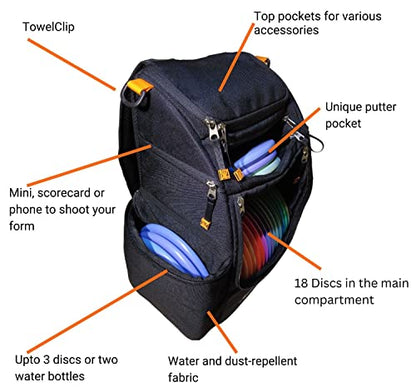 ALLSTAR Disc Golf Backpack | Frisbee Golf Bag with 30+ Disc Capacity | Pro Quality Disc Golf Bag Backpack | Dust and Water Repellent | Tons of Storage