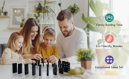 Offelec Wooden 3 Pack Double 6 Domino Set - 28 Tiles Each | Classic Family Table Games for Kids, Adults, and Parties | Perfect for Classroom, Travel, Durable Board Game for Fun Nights - color: 3 Packs Double 6 Domino