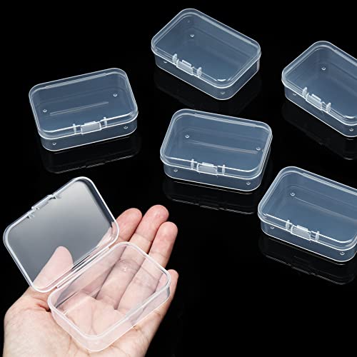 SATINIOR 24 Packs Small Clear Plastic Beads Storage Containers Box with Hinged Lid for Storage of Small Items, Crafts, Jewelry, Hardware(2.5 x 1.7 x 0.8 Inches) - size: 2.5 x 1.7 x 0.8 in