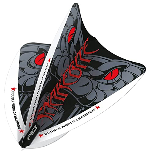 RED DRAGON - Peter Wright Snakebite Hardcore Ionic Dart Flights - Freestyle Replacement Flights - Stable Flight, Reduced Drag - Extra-Thick 100 Micron Flights - 3 Sets x 9 Flights - Grey