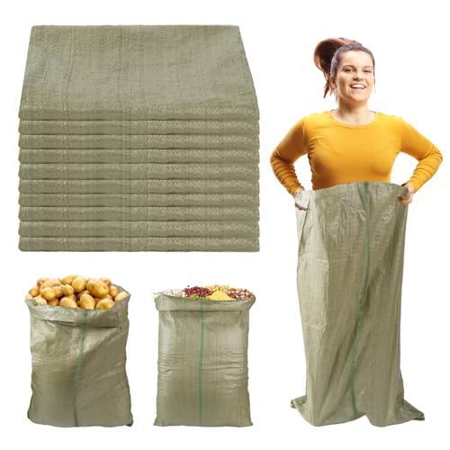 Potato Sack Race Bags, 24x39 - Set of 10, Reusable Sack Race Bags for Family Vegetable Potato Bean Onion Storage - color: 10Pcs