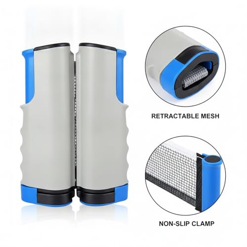 Retractable Table Tennis Net Set, Clamp-On Ping Pong Net for Standard Tables, Portable Polyester Mesh with Quick Setup - color: Gray